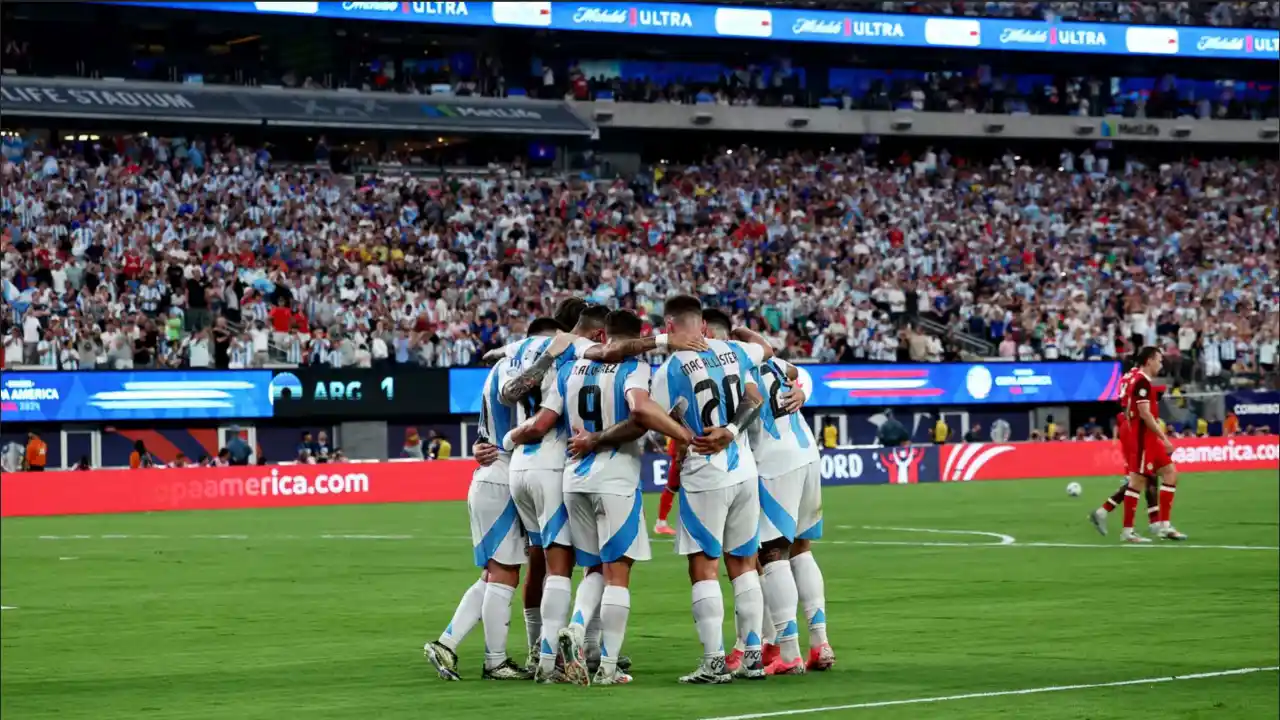 Celebración de los jugadores argentinos