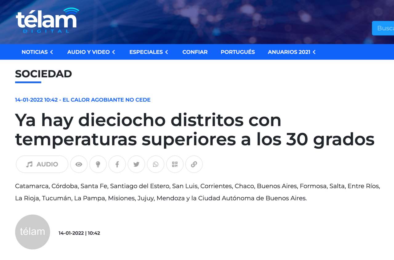 Publicación de Télam