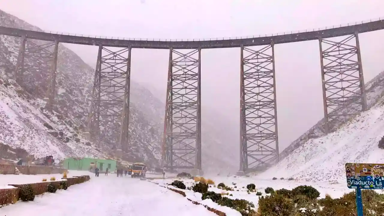 Nieve en el viaducto La Polvorilla