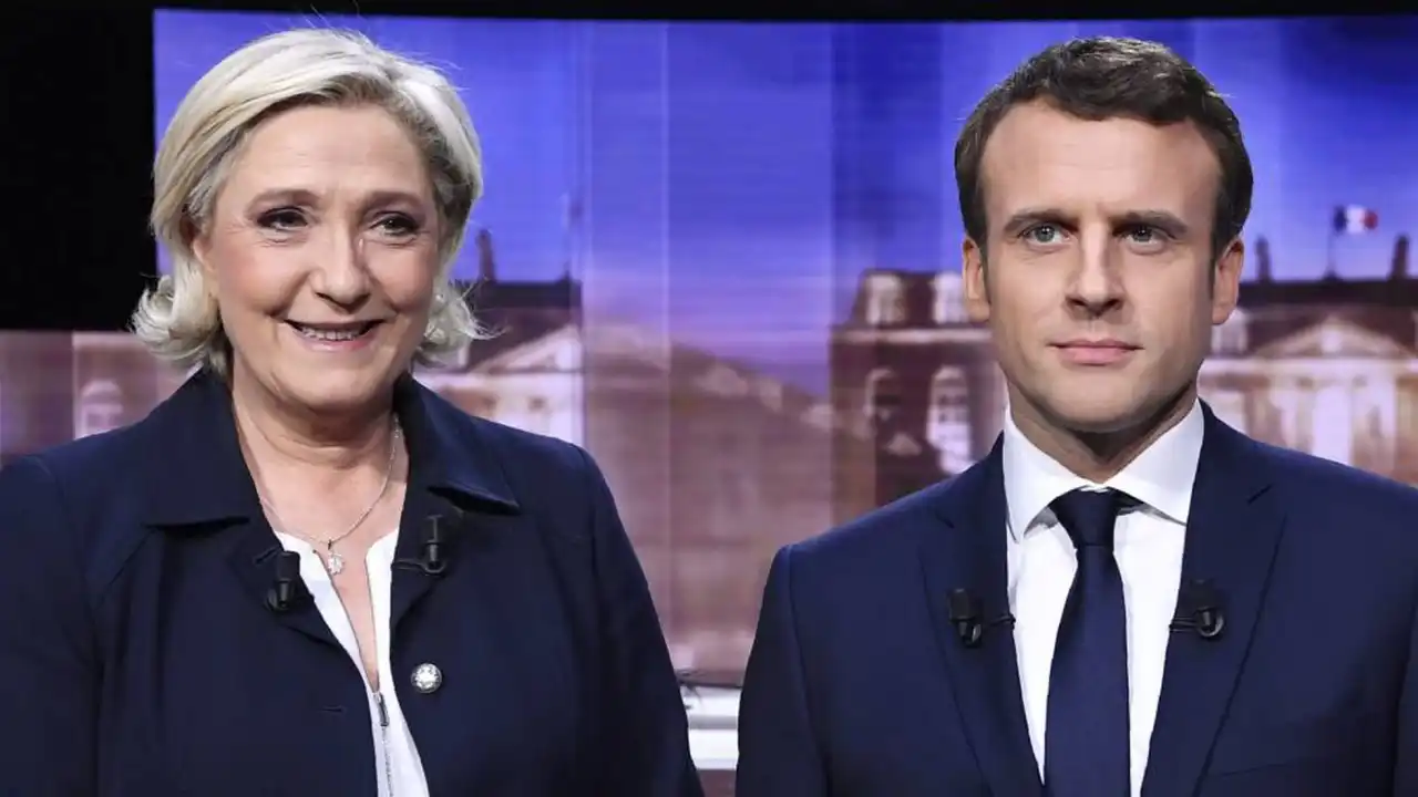 Marine Le Pen y Emmanuel Macron