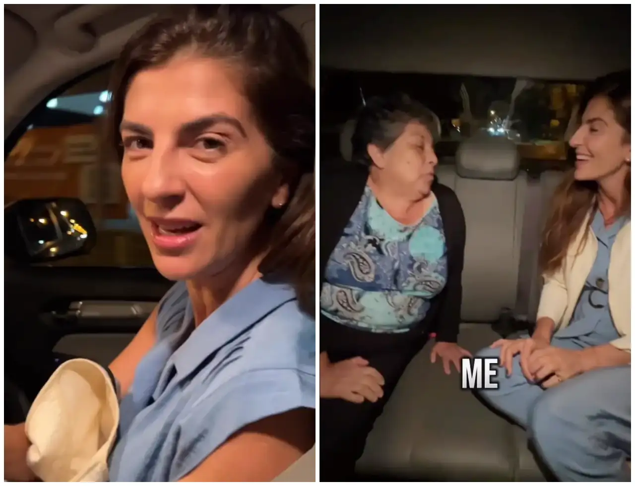 Bettina Romero, sin el cinturón de seguridad puesto mientras circula en coche por las calles de Salta