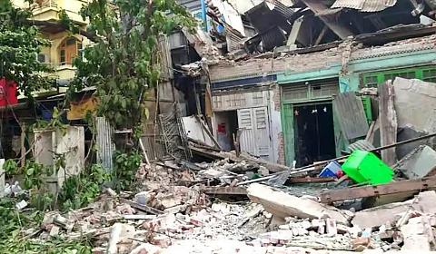 © UNICEF Edificios en ruinas en la región de Mandalay, en el centro de Myanmar, tras el devastador terremoto de magnitud 7,7.