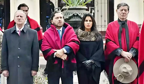 Maroco, Sáenz y Cornejo durante el acto