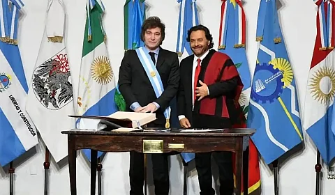Javier Milei y Gustavo Sáenz en Tucumán