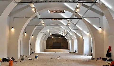 Avanzan las obras de restauración del centro cultural Dino Saluzzi Imagen de los trabajos de restauración en marcha